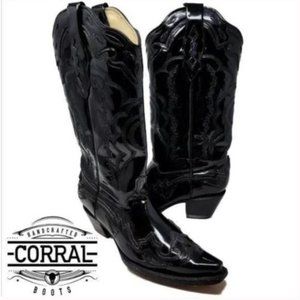 Corral Boot Company A2203  - Black Patent Western Cowboy Boots 7.5